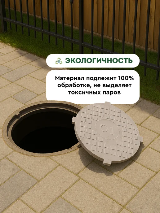Люк канализационный круглый 750мм, серый, фото 3