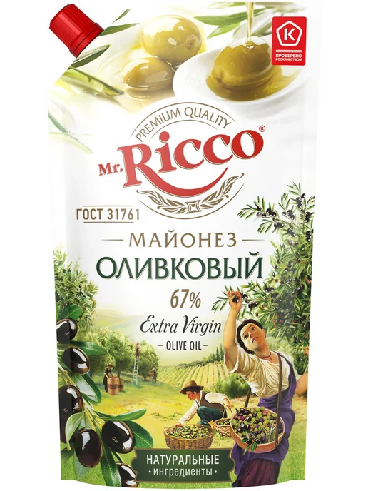 Mr. Ricco Майонез оливковый Organic 67%, 400г x 3 уп, 400 г, фото 2