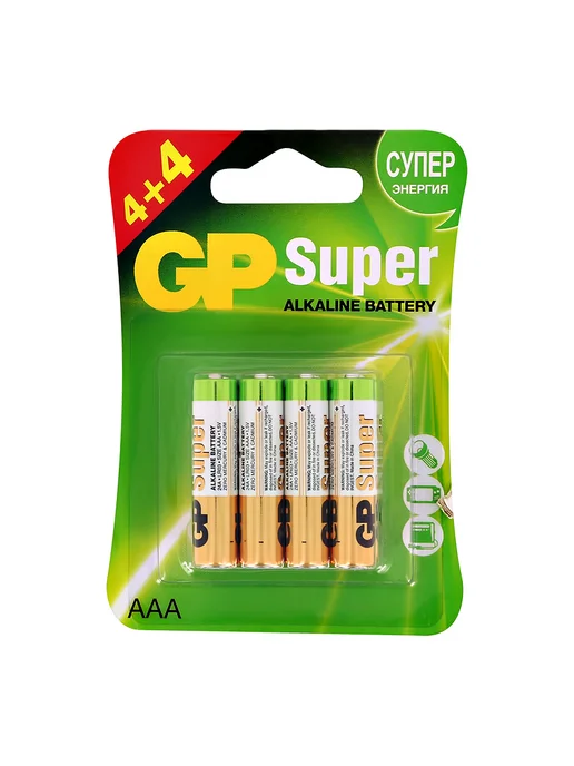 GP Батарейки `GP` SUPER ALKALINE АAА 8 шт, 8 шт