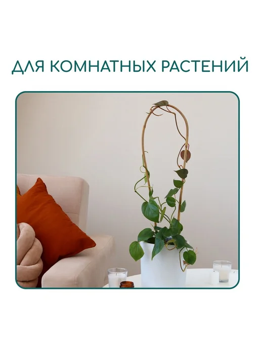 Дуга для подвязки растений, h=60 см, бамбук, Greengo, бежевый, фото 2