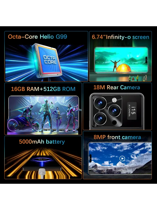Смартфон VOVE I15 Pro Max 16/512 ГБ, черный, фото 2