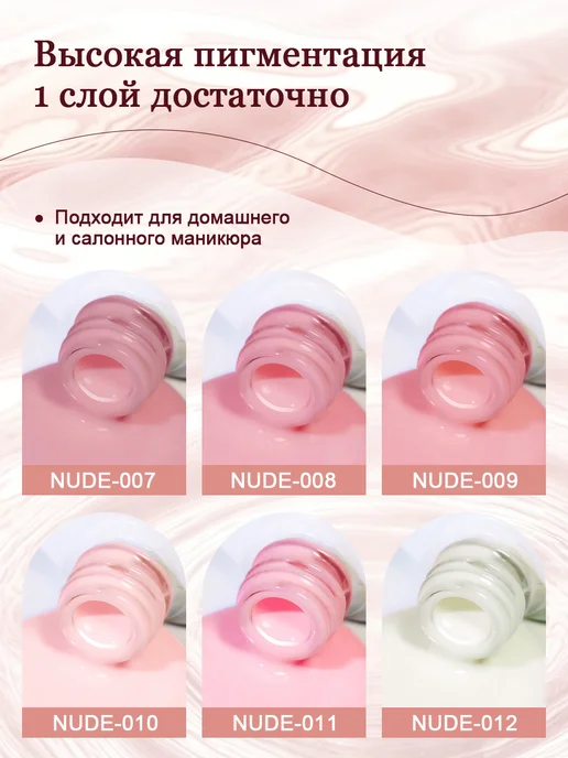 VIBE professional Набор гель-лаков нюдовый молочный для ногтей 6 шт по 10 мл, 6 шт, 10 мл, фото 4