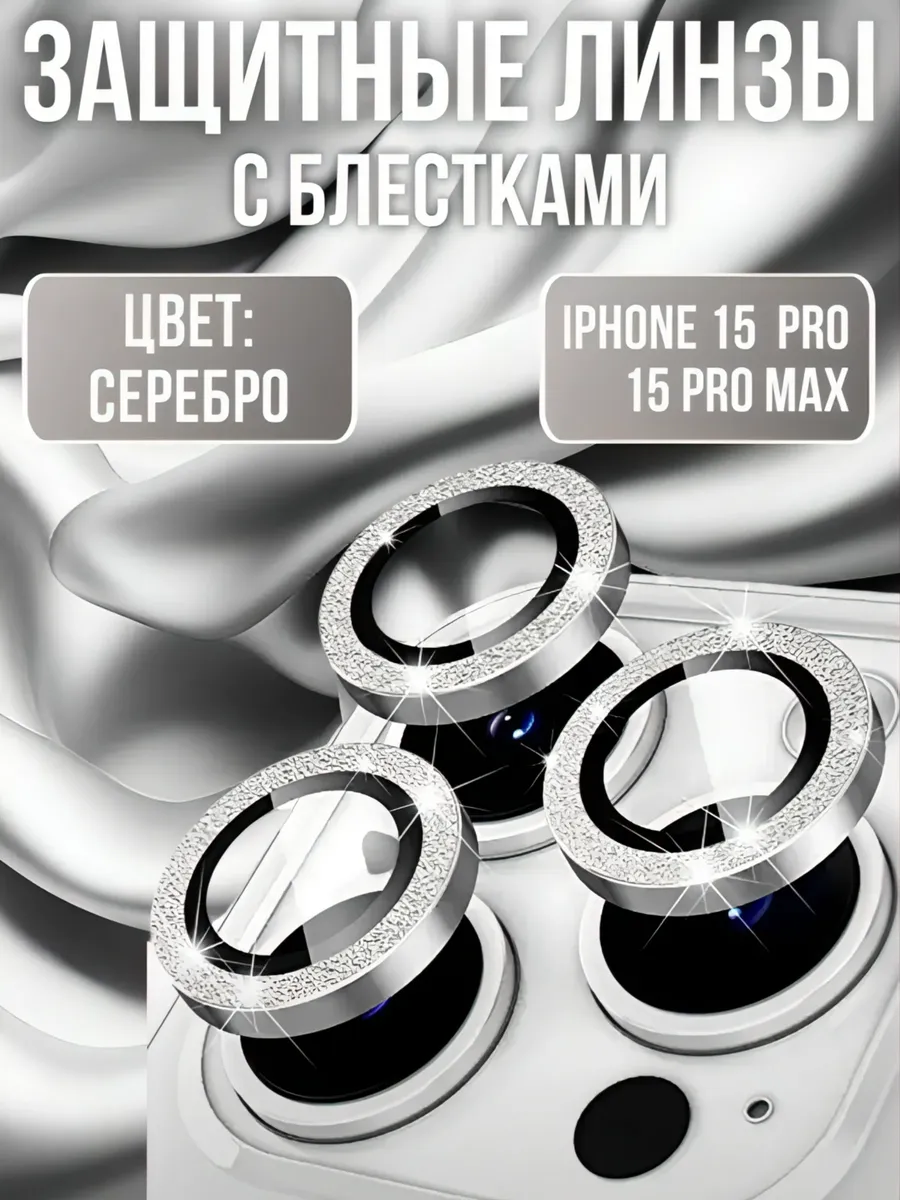 Защитное Стекло на камеру iphone 15 pro pro max блестки