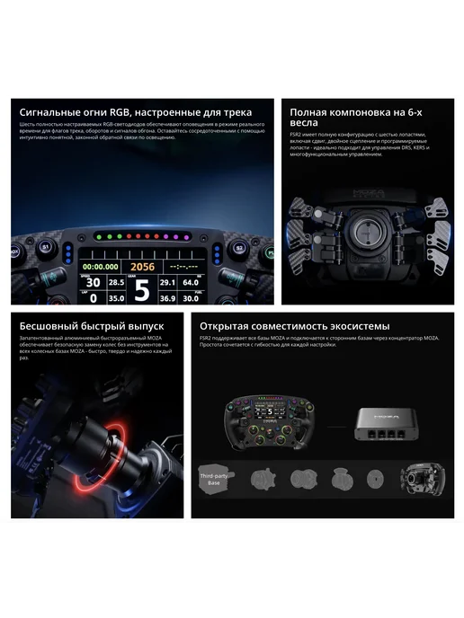 MOZA RACING Съемный руль MOZA FSR2 Formula Wheel, черный, фото 3