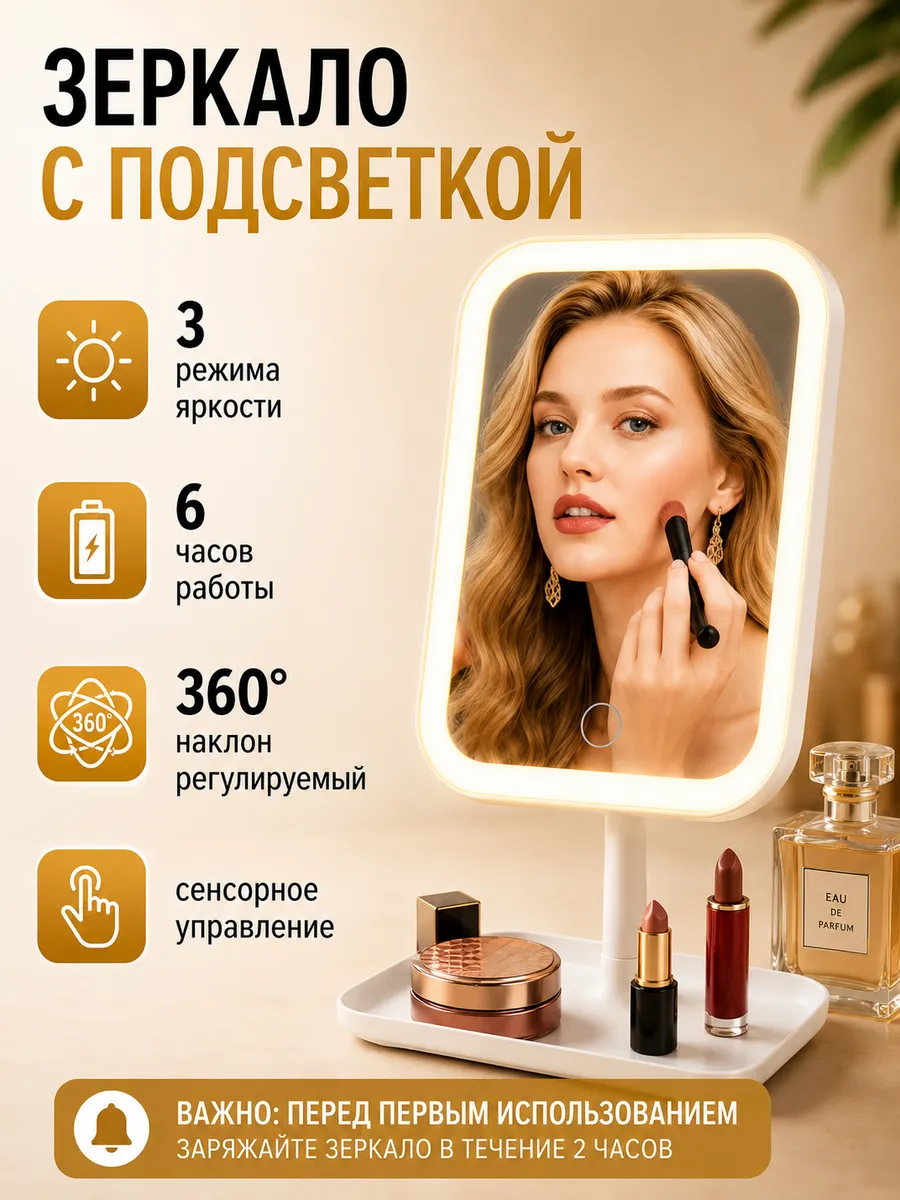 зеркало настольное с подсветкой для макияжа