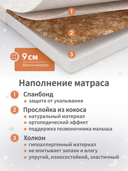 BabyStoreVolga Матрас для детской кроватки 60х120 прямоугольный, 60x120, фото 2
