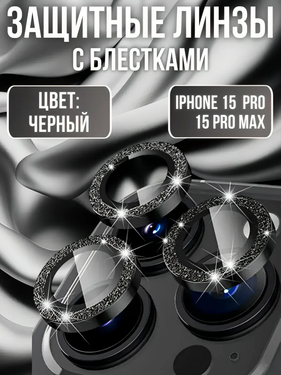 Защитное Стекло на камеру iphone 15 pro pro max блестки
