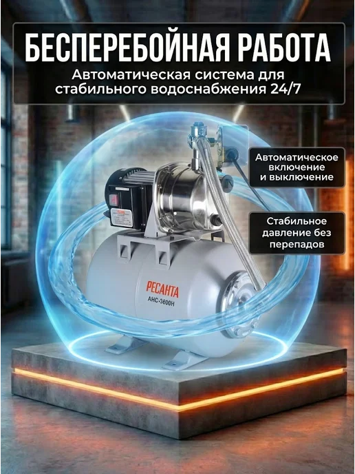 Насосная станция для воды для дома автоматическая АНС-3600Н — фото 3