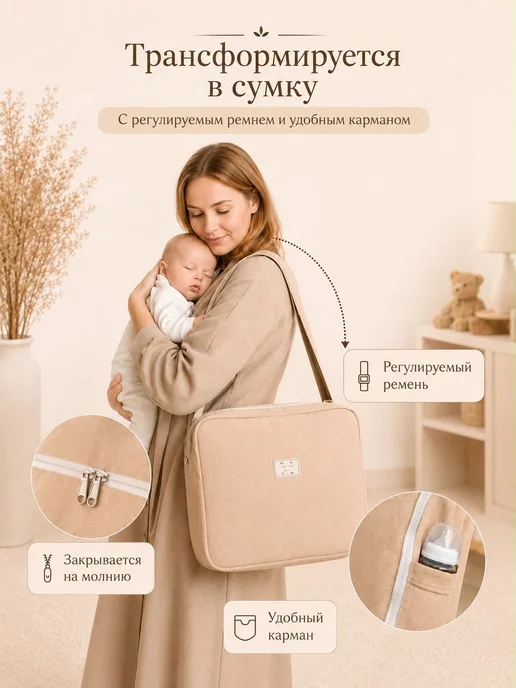 Sunny Smiles Кокон кроватка для новорожденных, бежевый, фото 4