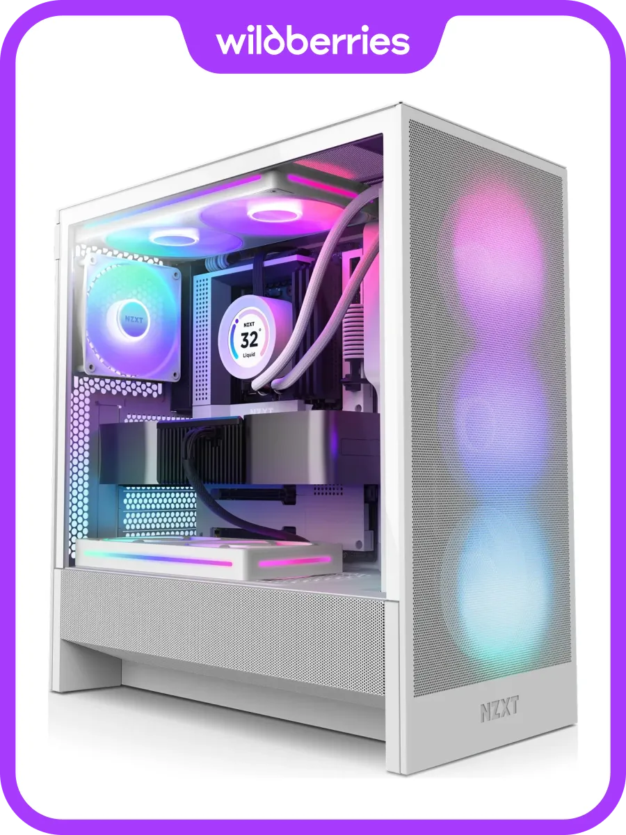 Корпус для ПК с вентиляторами H5 Flow RGB (CC-H52FW-R1), бел…