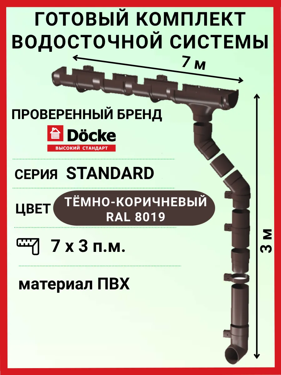 Комплект водосточной системы Деке 7 м