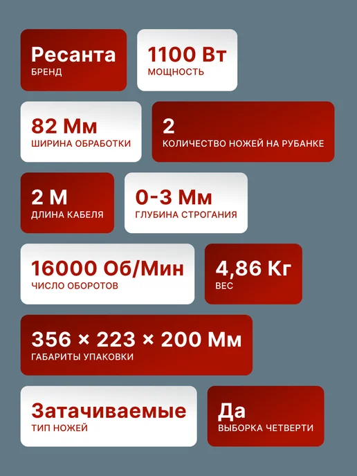 Рубанок электрический по дереву мощный широкий Р-82СТ — фото 2