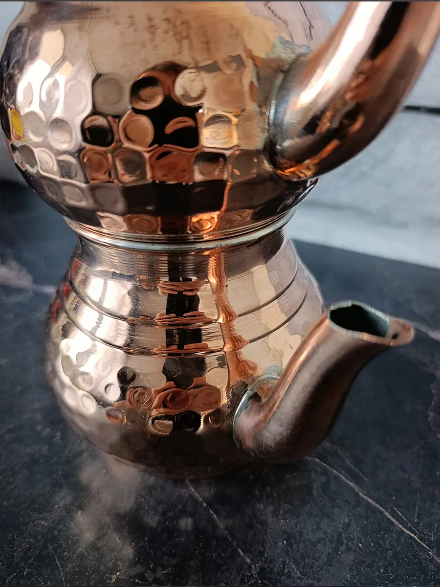 Çift Katlı Bakır Demlik, El Yapımı 500 ml + 900 ml, Türkiye 3