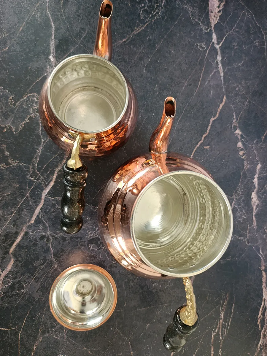 Çift Katlı Bakır Demlik, El Yapımı 900 ml + 1800 ml, Türkiye 4