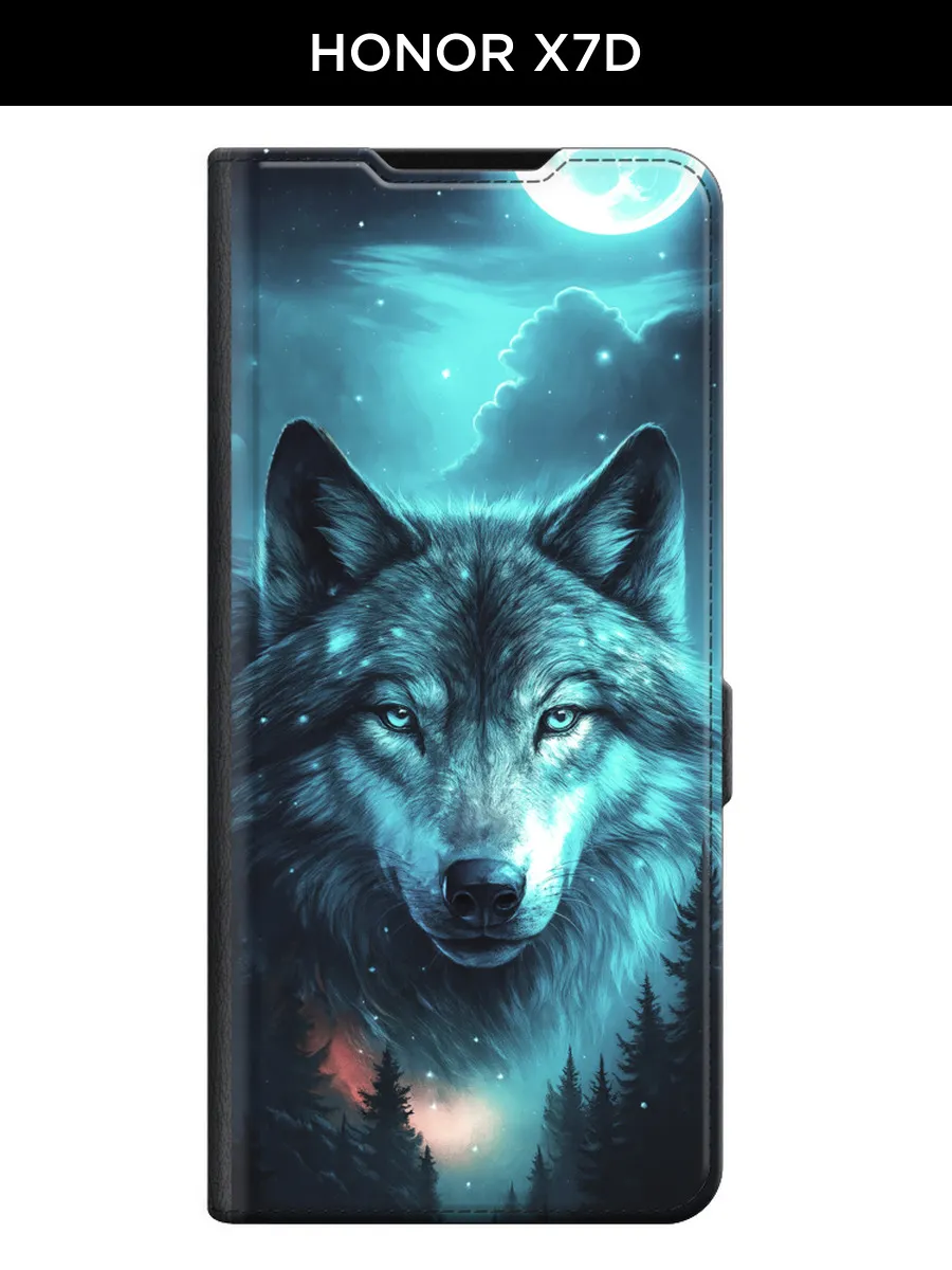 Чехол книжка на Honor X7d волк