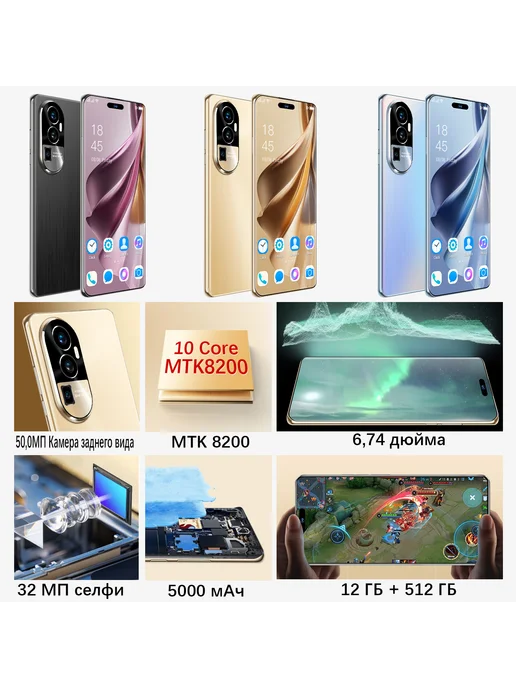 Смартфон VOVE Reno 10 Pro 12/512 ГБ, серый, фото 3