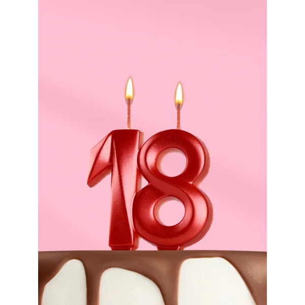 Свеча в торт юбилейная «Грань» цифра 18, 8 см