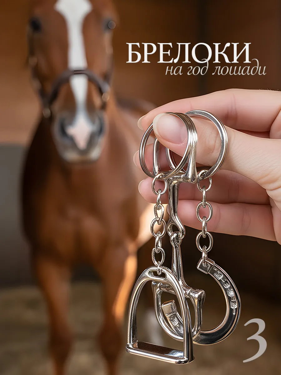 Набор брелков на ключи подкова и стремя