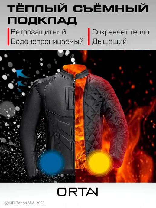 Ghost Racing Мотокуртка кожаная мужская с защитой, черный, фото 4