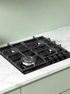 Газовая варочная панель CHXG64CWB, 4 конфорки, черная