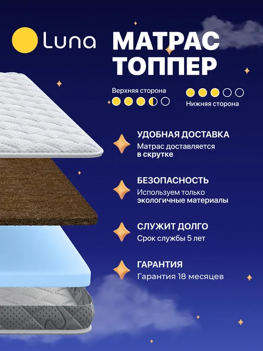 Luna Inc Матрас топпер для дивана Protect 140х200, 120x200, фото 3