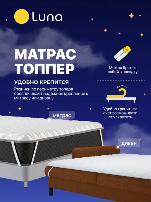 Luna Inc Матрас топпер для дивана Protect 140х200, 120x200, фото 6