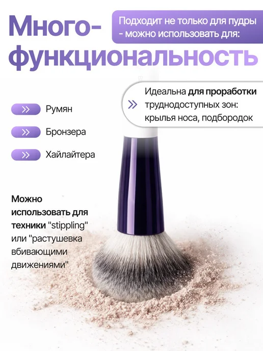 LUNA RAY Кисть для румян профессиональная, белый, фото 2