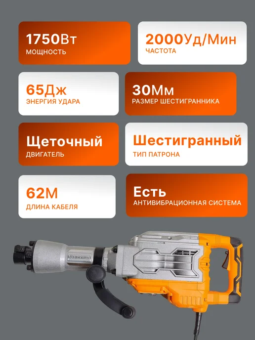 Отбойный молоток электрический профессиональный мощный — фото 2
