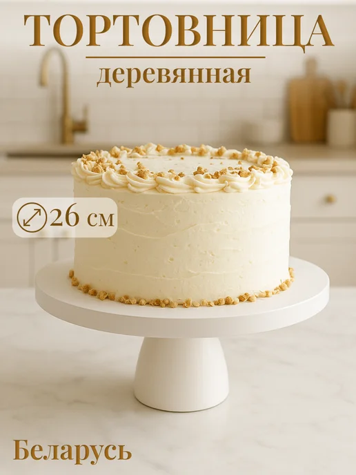 Woodstar Тортовница на ножке круглая деревянная, белый