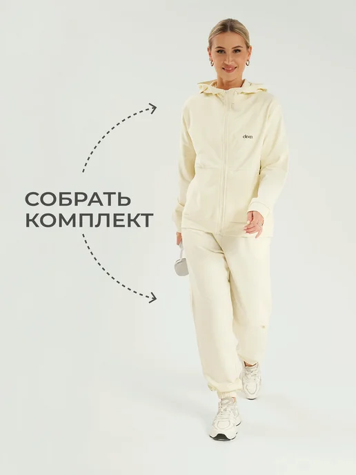CLEVER WEAR Худи с капюшоном оверсайз футер, белый, фото 5
