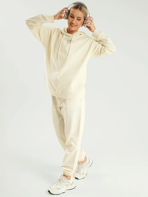 CLEVER WEAR Худи с капюшоном оверсайз футер, белый, фото 8