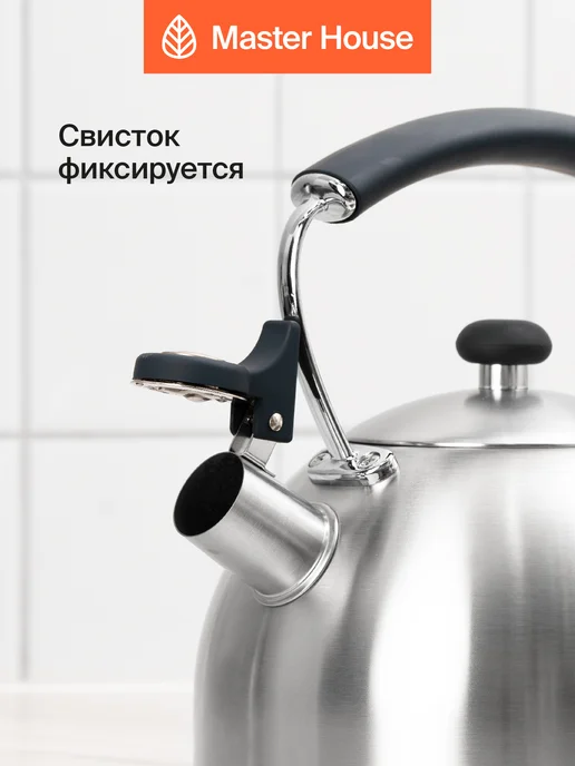 Master House Чайник со свистком стальной для всех видов плит, 2 л, 2 л, фото 2