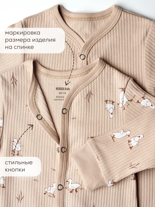 NUBBA kids Слипы для новорожденных комбинезон нательный 2шт, 2 шт, фото 7