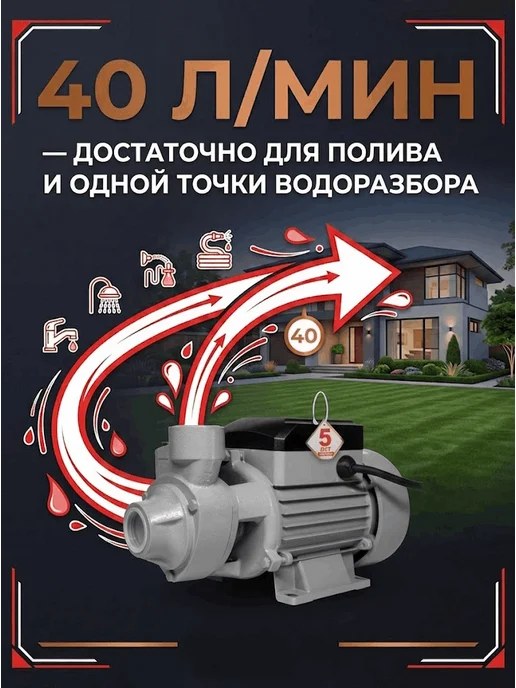 Насос поверхностный для воды самовсасывающий ПСН-2400Ч — фото 4