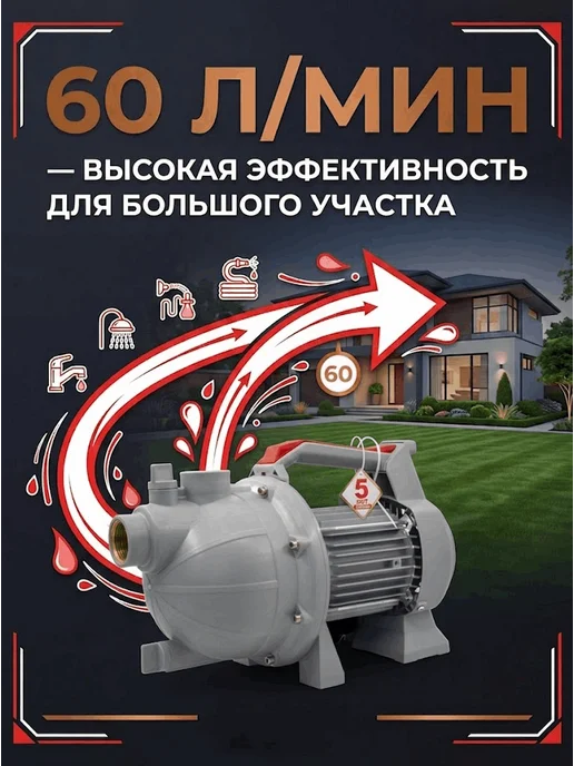 Насос поверхностный для воды самовсасывающиий ПСН-3600П — фото 4