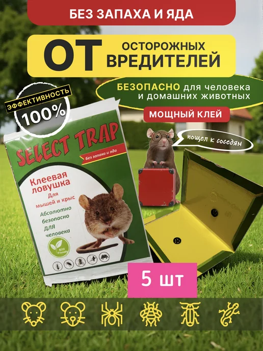 Крысоловка Клеевая ловушка для мышей крыс и насекомых 5 шт, 5 шт