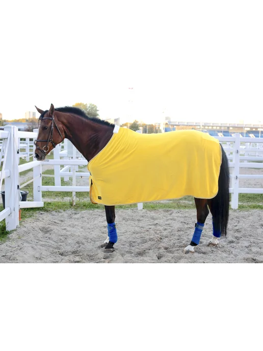 Caramella Equestrian Попона для лошади жёлтая флисовая, желтый, фото 2