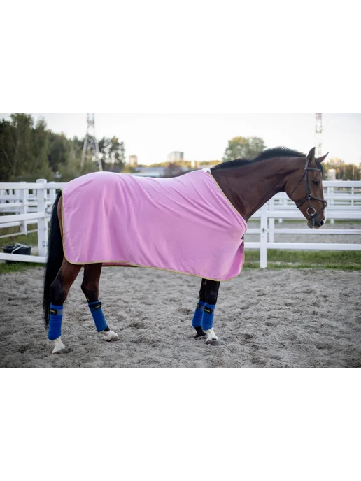 Caramella Equestrian Попона для лошади жёлтая флисовая, розовый, фото 2