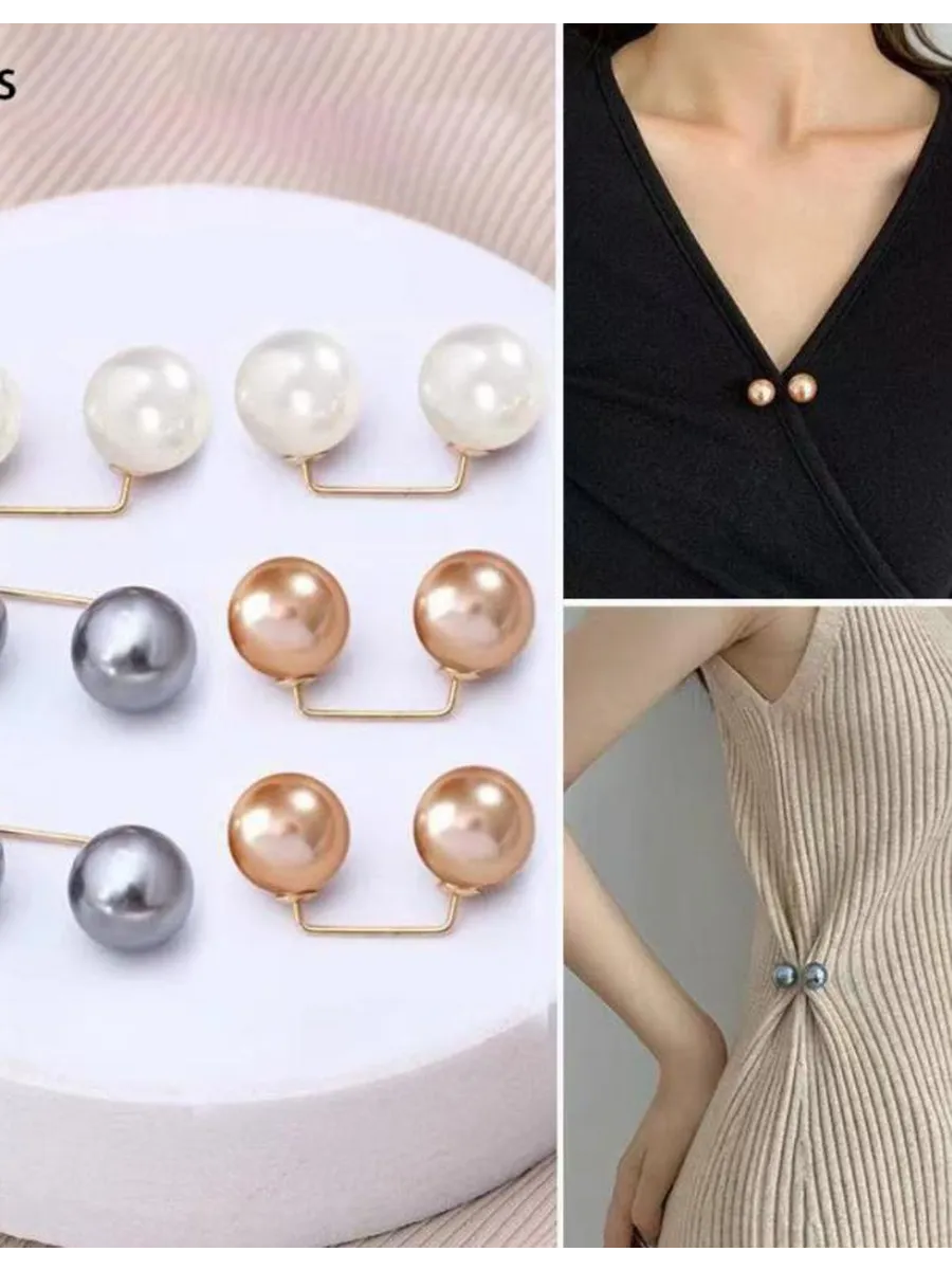 6 жемчужных брошей для женщин, аксессуар для одежды, регулир…