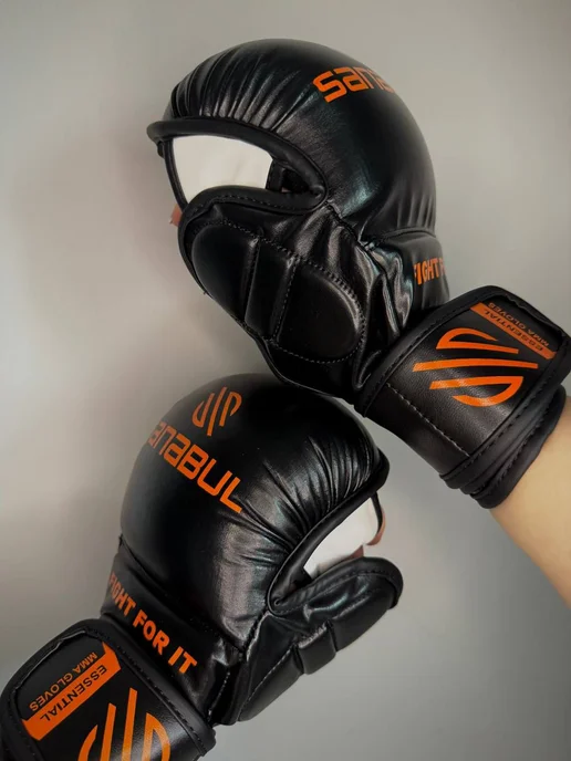 отличный Перчатки SANABUL крабы черепашки MMA, черный, фото 2