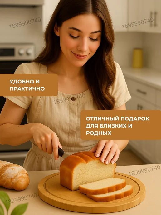 Тортовница-хлебница из натурального дерева с плотной крышкой, бежевый, фото 3
