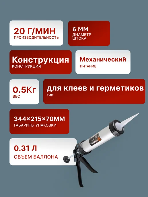 Пистолет для герметика закрытый алюминиевый — фото 2