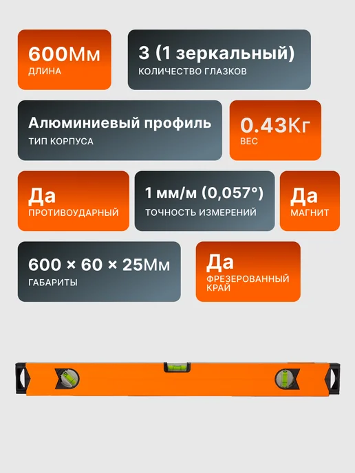 Уровень строительный магнитный — фото 2