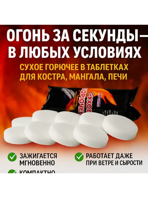 SEIDALIEVA Сухое горючее в таблетках для розжига и разогрева, вариант, фото 2