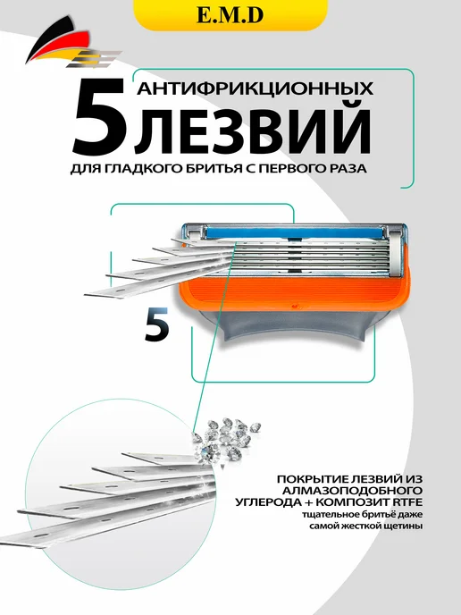 E.M.D HEALTH CARE Кассеты для бритья Лезвия для бритвы Gillette Fusion 5, 4 шт, фото 2