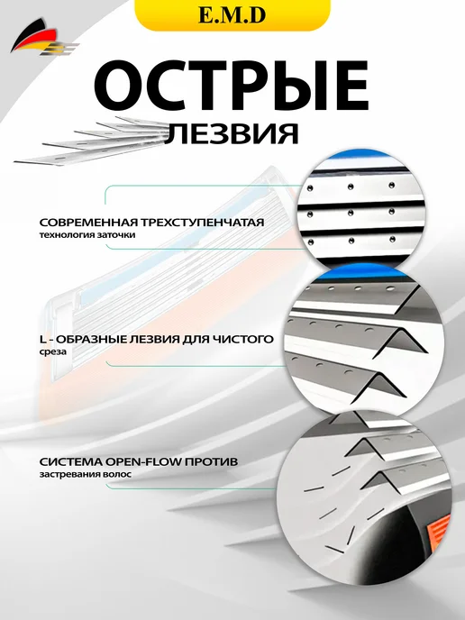 E.M.D HEALTH CARE Кассеты для бритья Лезвия для бритвы Gillette Fusion 5, 4 шт, фото 7