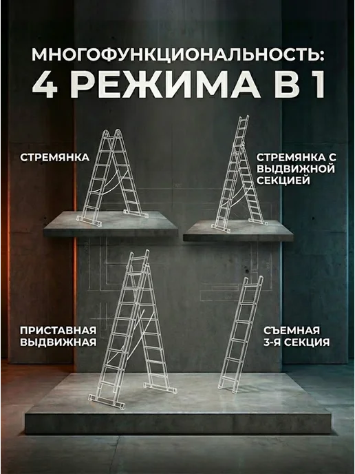 Лестница алюминиевая трехсекционная 3х12 — фото 2