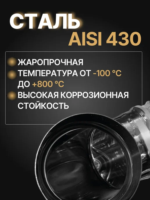 ПРОК Колено отвод для дымохода 90 градусов D 115 мм, вариант, фото 3