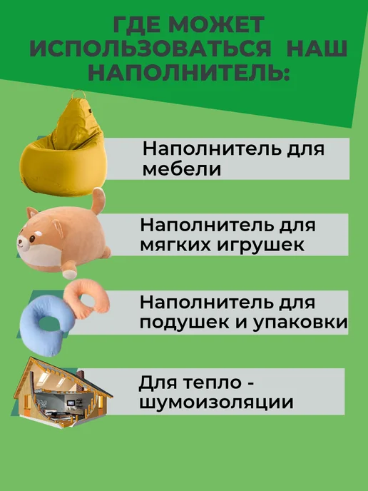 Наполнитель для кресла-мешка 150 л наполнителя для кресла мешка и пуфа, 120 л, фото 2