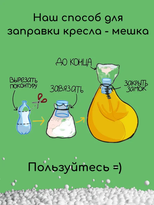 Наполнитель для кресла-мешка 150 л наполнителя для кресла мешка и пуфа, 120 л, фото 3